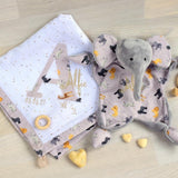 Elephant Comforter and Muslin Blanket